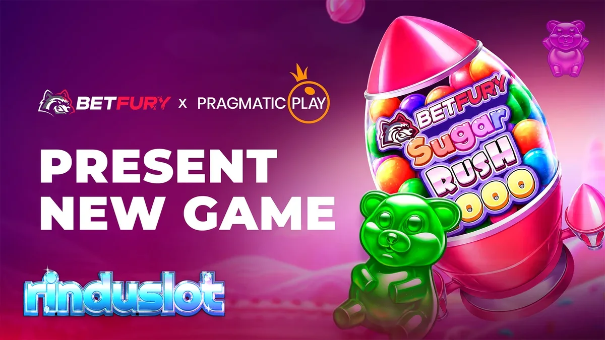 Tampilan visual slot BetFury Sugar Rush 1000 dengan tema permen yang cerah.